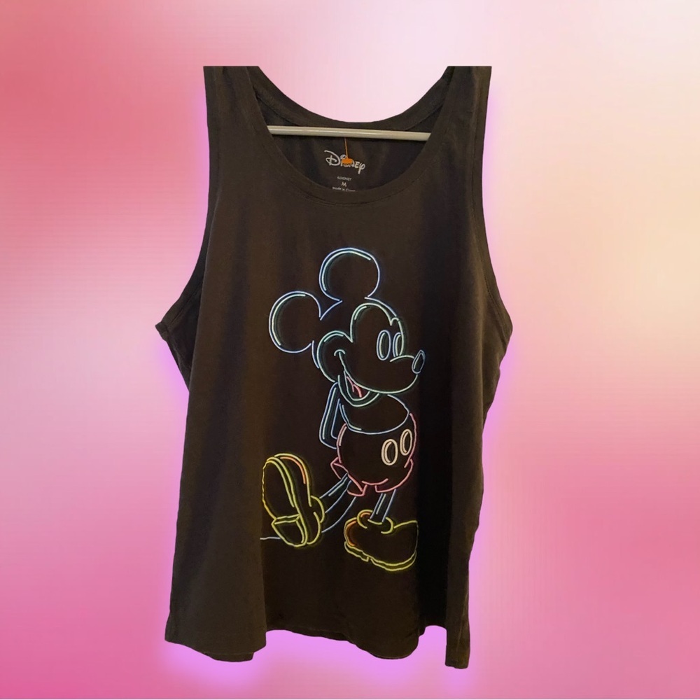 Disney Black Tank with Neon Rainbow Mickey Mouse